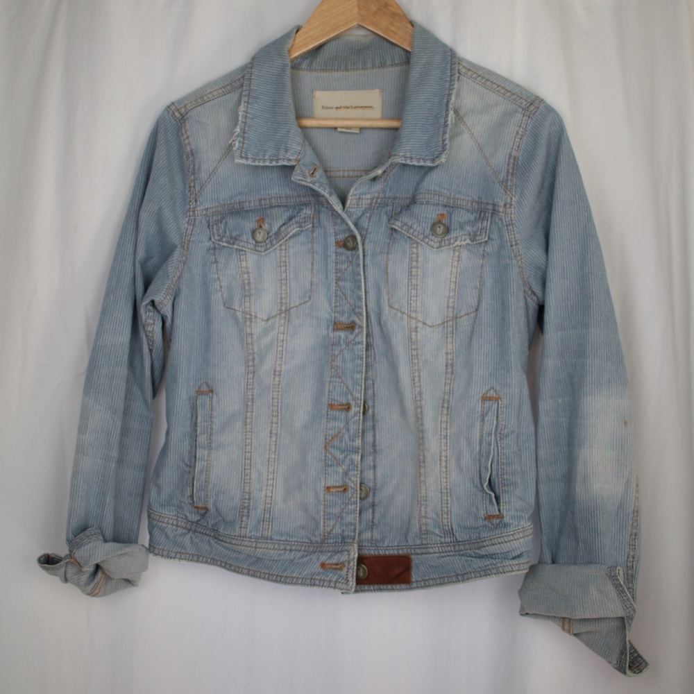 Pilco Anthropologie distressed denim jacket